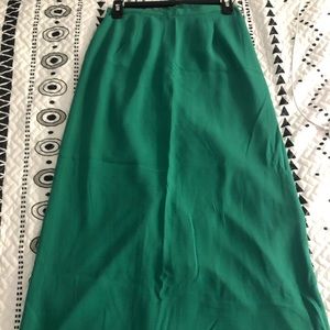 Green maxi skirt.